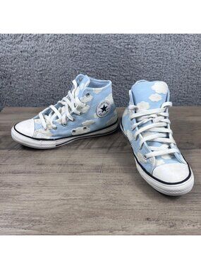 Converse All Star Youth High-Top Sneakers Cloud Print Blue White Size 3 US